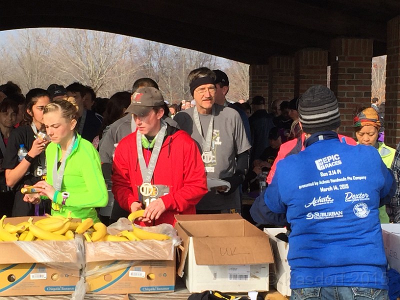 2015-03-14 Pi 5K 386.JPG - The first (only?) Pi run on 3.14.15 at 9:26.53 am... with PIE!